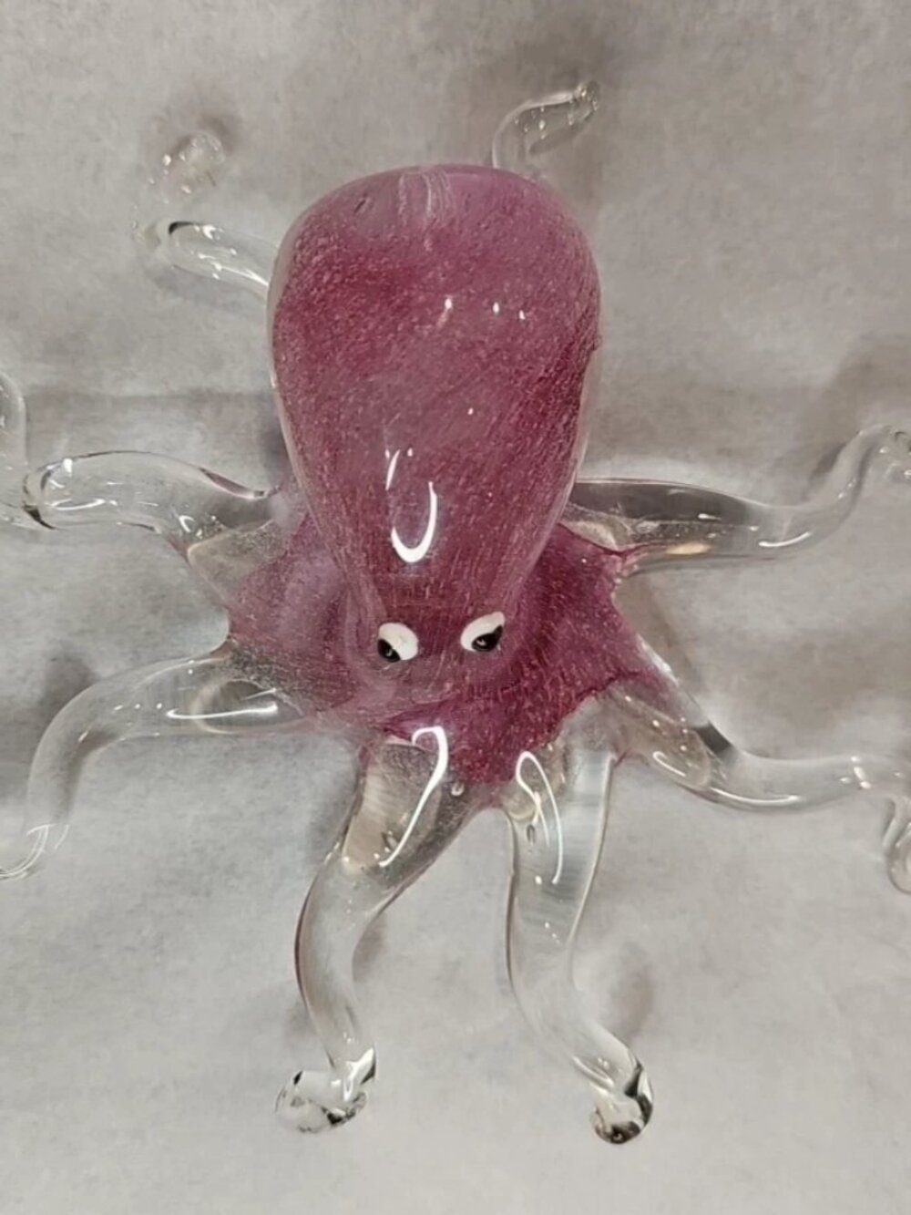 Murano Style Handblown Art Glass Octopus Paperweight Figurine Pink Clear Large - Picture 4 of 10